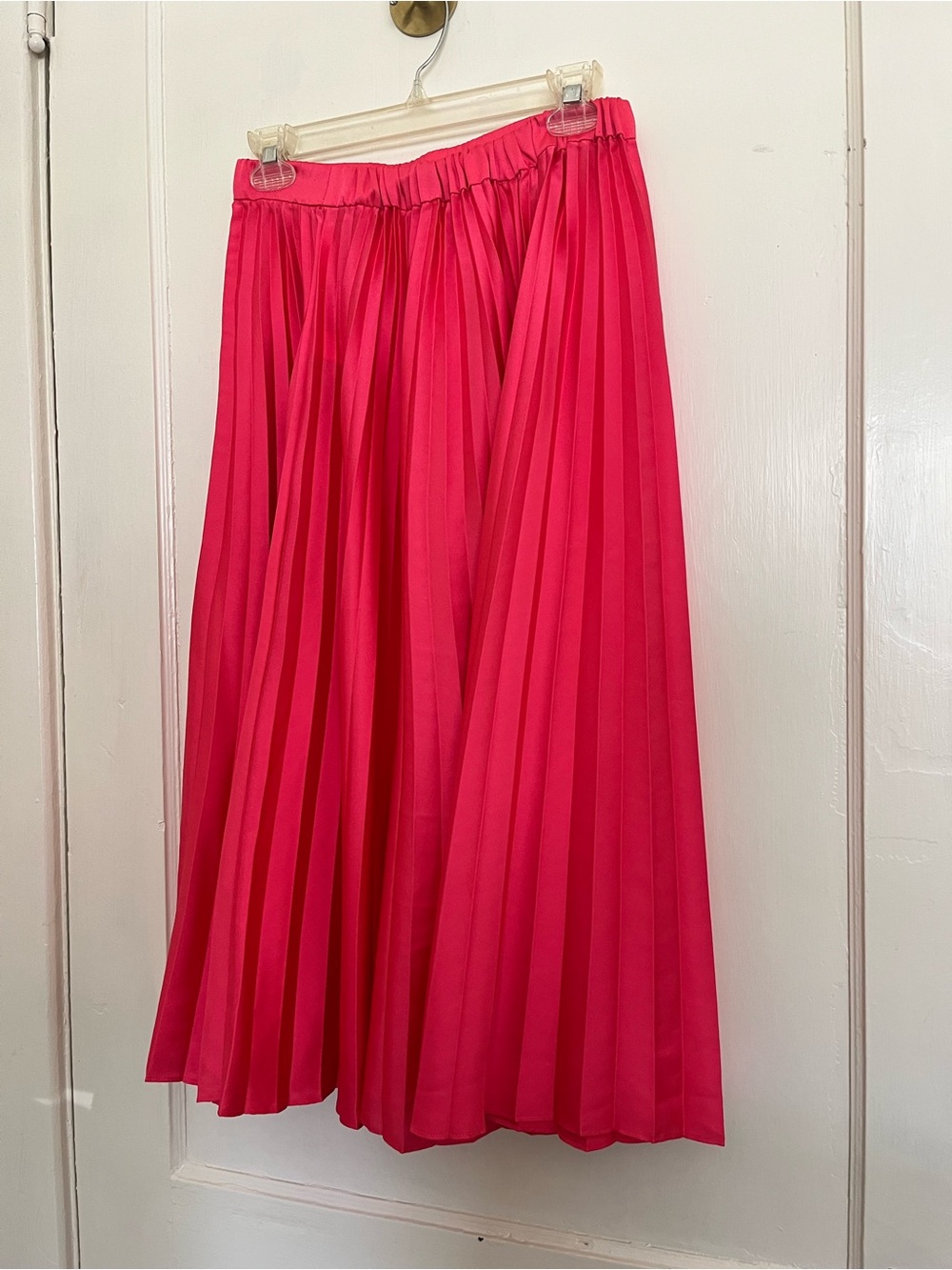 J. Crew Pleated Midi Skirt in Bright Pink